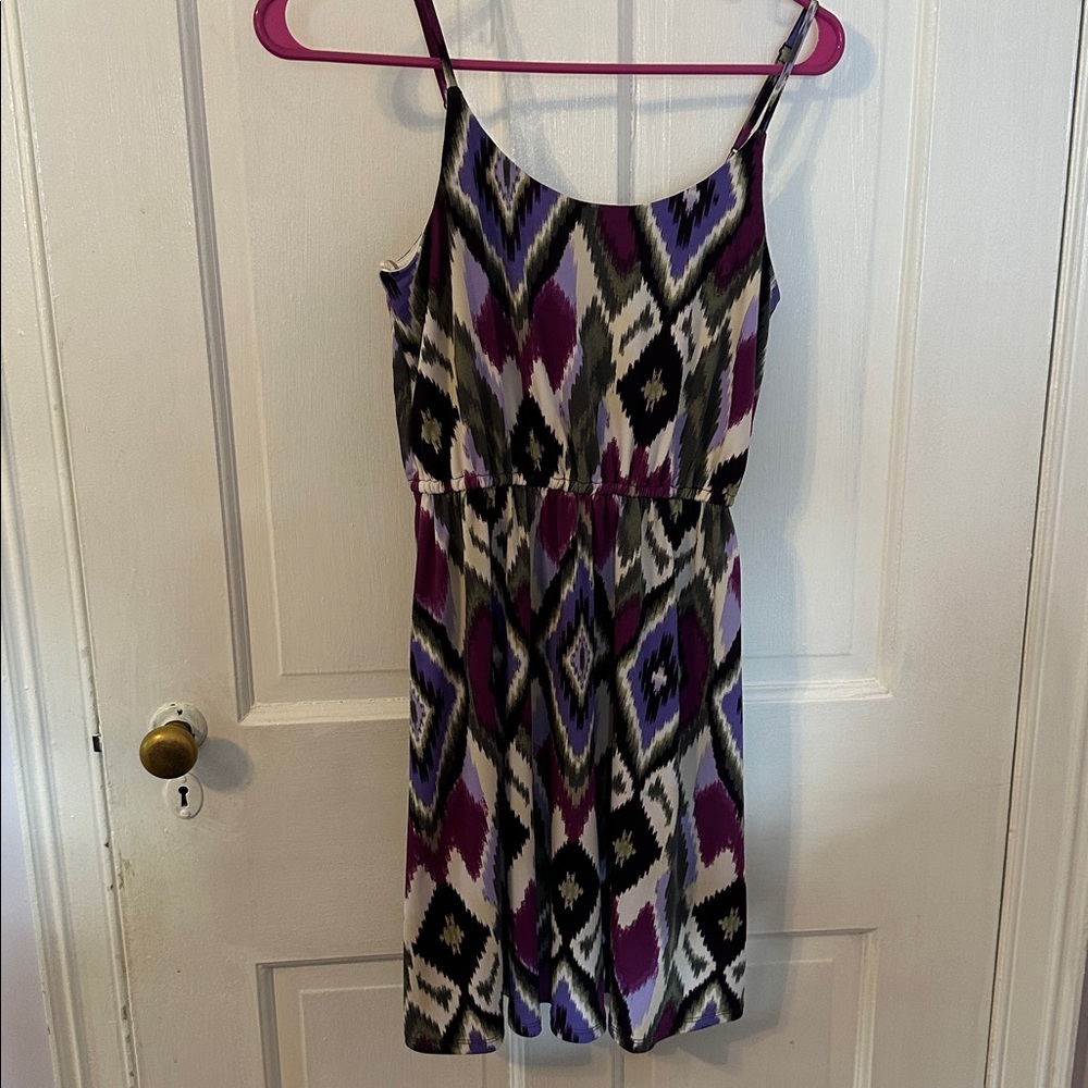 Forever 21 Purple Gray, and Black Ikat Sleeveless Dress